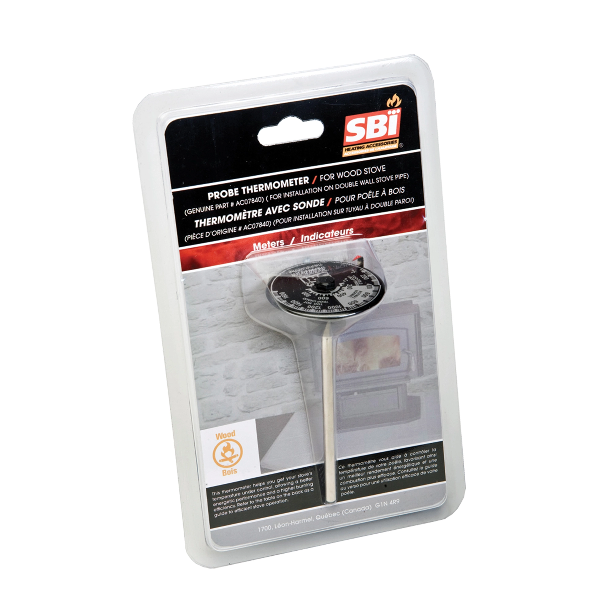 Double Wall Smoke Pipe Thermometer w/ Probe